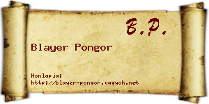 Blayer Pongor névjegykártya